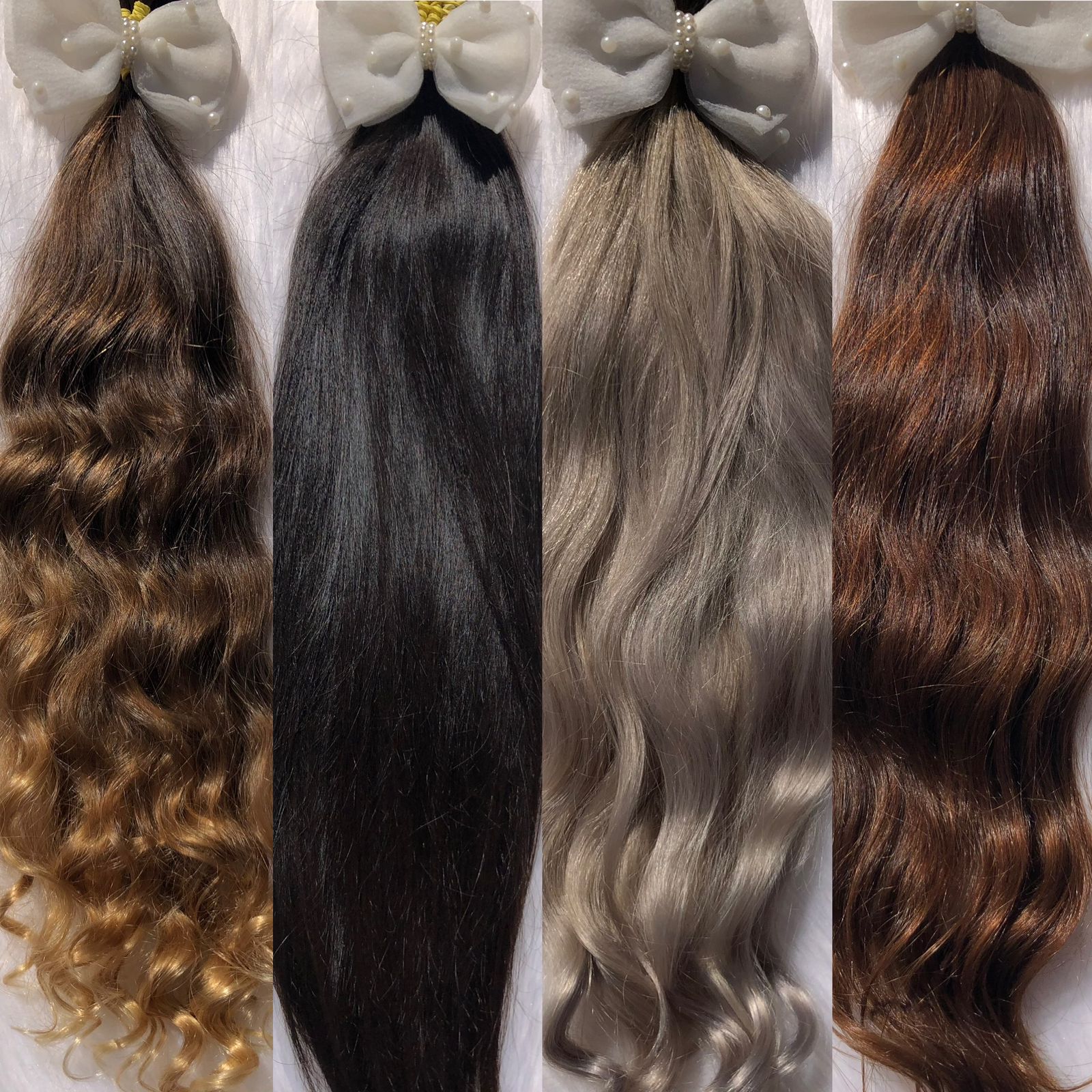Cartela de cores e texturas de cabelo